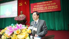 Giám đốc Sở Nội vụ Trần Huy Sáng phát biểu tại hội nghị giao ban trực tuyến