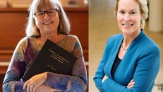 Hai nhà khoa học nữ đoạt giải Nobel năm nay: Bà Donna Strickland (trái) được đồng trao giải Nobel Vật lý và bà Frances H. Arnold chia sẻ giải Nobel Hóa học Ảnh: NBC - EPA