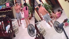 Tên võ sư côn đồ hành hung dã man vợ mặc cho người vợ đang ôm đứa con 2 tháng tuổi. (Ảnh cắt từ clip)