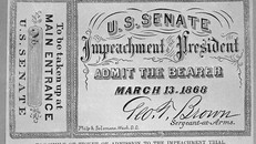 Một tấm vé được Thượng viện Mỹ bán ra cho người muốn theo dõi phiên luận tội Tổng thống Andrew Johnson. Ảnh: AP.