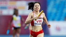 Vận động viên Nguyễn Thị Huyền trong đội hình Tiếp sức 4x400m Nữ Việt Nam. 