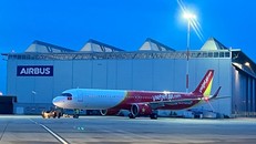 Tàu bay mới tại Hamburg (Đức) trước giờ cất cánh về Việt Nam. Ảnh: Vietjet 
