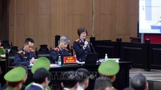 Đại diện Viện Kiểm sát đối đáp lại quan điểm của các luật sư và người tham gia tố tụng. Ảnh: Phạm Kiên - TTXVN