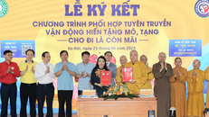 Hội Vận động hiến mô, bộ phận cơ thể người Việt Nam và Giáo hội Phật giáo Việt Nam ký kết phối hợp tuyên truyền vận động đăng ký hiến mô tạng