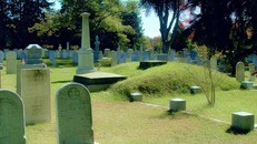 Ngôi mộ nằm trên một gò đất cao. 