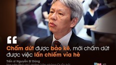 Tiến sĩ Nguyễn Sĩ Dũng đánh giá Chủ tịch Hà Nội Nguyễn Đức Chung rất thẳng thắn khi chỉ ra thực trạng lấn chiếm vỉa hè tại thủ đô. Đồ họa: Phượng Nguyễn. 