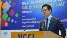 Ông Vũ Tiến Lộc, Chủ tịch VCCI, tại buổi công bố kết quả bình chọn. Ảnh: Quốc Tuấn.