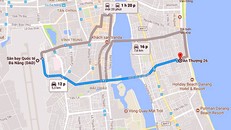  Bản đồ cho thấy quãng đường đi từ sân bay về điểm đến chỉ hơn 5 km. Ảnh: N.D