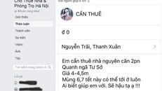 Nhiều người đăng tin tìm thuê trọ trên mạng xã hội Facebook