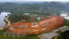 Toàn cảnh khu cách ly y tế tập trung được gấp rút thi công tại huyện Lâm Thao, tỉnh Phú Thọ. (Ảnh: Trung Kiên/TTXVN)