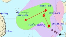 Bão số 9 đã chuyển hướng hơn 90 độ di chuyển vào khu vực trung bộ. Ảnh: NCHMF.