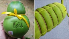 Dừa hình hồ lô, bánh tét chưng Tết có giá rất cao.