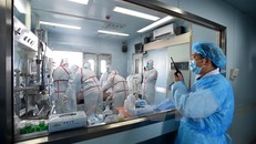 Điều trị cho bệnh nhân bị nhiễm virus cúm gia cầm H7N9 tại bệnh viện ở Vũ Hán, tỉnh Hồ Bắc. 