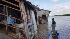 Hiện trường vụ sạt lở tại khóm 8, thị trấn Năm Căn. 