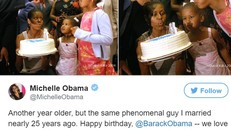 Bà Michelle Obama gửi lời chúc sinh nhật cho chồng ngày 4/8. Ảnh chụp màn hình.