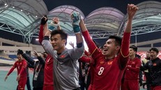 Các cầu thủ U23 Việt Nam ăn mừng sau chiến thắng trước U23 Iraq. Ảnh: Vietnamnet