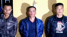 Các đối tượng An, Dũng, Nhị (lần lượt từ trái sang) tại cơ quan Công an. Ảnh: Infonet