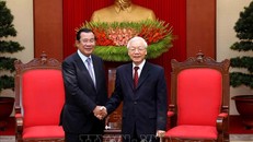 Tổng Bí thư, Chủ tịch nước Nguyễn Phú Trọng tiếp Thủ tướng Campuchia