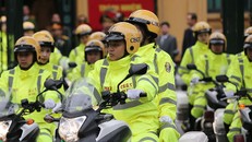 Lực lượng CSGT Hà Nội trong lễ xuất quân. Ảnh: Tiền Phong