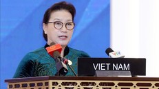 Chủ tịch Quốc hội Nguyễn Thị Kim Ngân phát biểu tại phiên thảo luận chung của IPU - 140. Ảnh: TTXVN