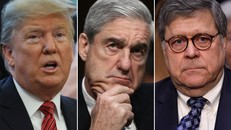 Tổng thống Donald Trump, luật sư Robert Mueller và Bộ trưởng Tư pháp William Barr