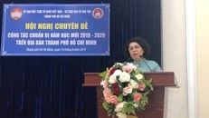 Bà Tô Thị Bích Châu, Chủ tịch Ủy ban MTTQ Việt Nam TPHCM phát biểu tại hội nghị. Ảnh: SGGP