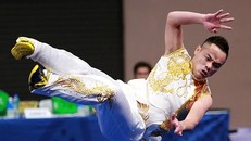 Phạm Quốc Khánh là vận động viên Wushu đầu tiên của Việt Nam giành Huy chương Vàng ở SEA Games 30. Ảnh: VnExpress