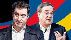 Markus Söder - Thủ hiến bang Bavaria (trái) và Armin Laschet, lãnh đạo đảng CDU. Ảnh: Financial Times