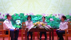 Đại úy Vũ Thị Thanh Huyền chia sẻ tại Tọa đàm Ngày Pháp luật Việt Nam với chủ đề "Thanh niên Cảnh sát biển thượng tôn pháp luật".