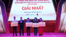 Giải báo chí toàn quốc "Vì sự nghiệp phát triển văn hoá, thể thao và du lịch” có 4 giải Nhất được trao thưởng.