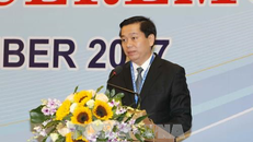 Bí thư Trung ương Đoàn TNCS Hồ Chí Minh, Phó Chủ nhiệm Thường trực Ủy ban Quốc gia về Thanh niên Việt Nam Nguyễn Long Hải phát biểu. Ảnh: TTXVN 