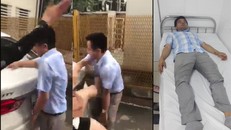 Anh T.A nhập viện để chụp chiếu sau khi bị nữ học viên và bạn của người này đánh.