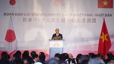 Thủ tướng Nguyễn Xuân Phúc phát biểu tại Giao lưu Việt Nam - Nhật Bản. Ảnh VGP/Quang Hiếu