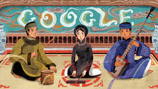 Biểu tượng đặc biệt về ca trù được thay thế tạm thời cho biểu tượng Google trên trang chủ Google.com.vn trong 1 ngày 23/2 (Ảnh: Google)