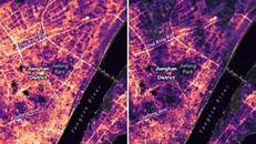 Đèn đêm ở Vũ Hán, Trung Quốc, cho thấy sự khác biệt trong hoạt động của con người vào khoảng cuối tháng 1, đầu tháng 2/2020, khi Covid-19 lây lan khắp thành phố này.