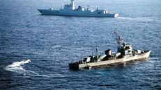 Tàu chiến Trung Quốc tập trận gần quần đảo Hoàng Sa của Việt Nam. Ảnh: SCMP