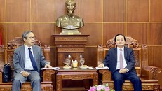 Bộ trưởng Phùng Xuân Nhạ và Đại sứ Yamada Takio tại buổi làm việc hôm 31/8/2020. Ảnh: Thanh Tuấn