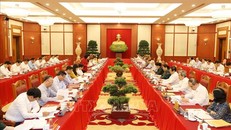 Tổng Bí thư, Chủ tịch nước Nguyễn Phú Trọng chủ trì buổi làm việc của Bộ Chính trị với Ban Thường vụ Thành ủy Hà Nội, ngày 19/9.