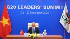 Thủ tướng Nguyễn Xuân Phúc dự và phát biểu tại Hội nghị Thượng đỉnh G20. Ảnh VGP/Quang Hiếu