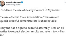 Tổng thư ký Liên Hợp Quốc Antonio Guterres phản đối bạo lực ở Myanmar. Ảnh: Ảnh chụp màn hình.