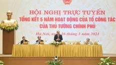 Thủ tướng chủ trì Hội nghị trực tuyến tổng kết 5 năm Tổ công tác. Ảnh VGP/Quang Hiếu