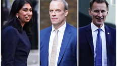 Từ trái qua: Bà Suella Braverman, ông Dominic Raab và ông Jeremy Hunt. (Nguồn: PA)