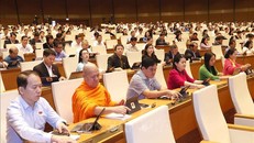 Đại biểu Quốc hội biểu quyết thông qua Luật Kinh doanh bất động sản (sửa đổi). Ảnh: Doãn Tấn - TTXVN