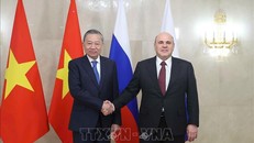 Tổng Bí thư Tô Lâm hội kiến Thủ tướng Liên bang Nga Mikhail Mishustin. Ảnh: Thống Nhất/TTXVN.