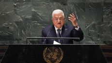 Tổng thống Chính quyền Palestine Mahmoud Abbas phát biểu tại trụ sở Liên Hợp Quốc ở New York năm 2023. Ảnh: AFP