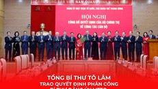 Tổng Bí thư Tô Lâm trao quyết định phân công Bí thư Đảng ủy MTTQ, các đoàn thể Trung ương