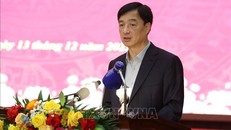 Ủy viên Bộ Chính trị, Bí thư Thành ủy Hà Nội Nguyễn Duy Ngọc phát biểu tại hội nghị. 