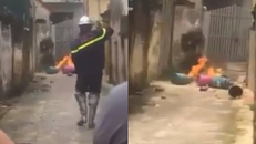 Con rể đốt gas trước cổng nhà bố vợ, hàng xóm náo loạn