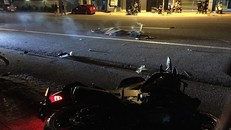 Hiện trường vụ tai nạn khiến 1 thanh niên chết thảm.