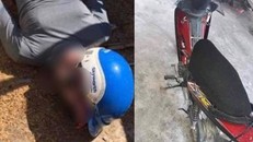 Thi thể nạn nhân và chiếc xe máy 